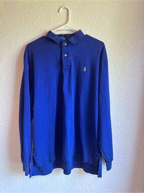 Polo Long-Sleeve Cotton Shirt - Royal Blue